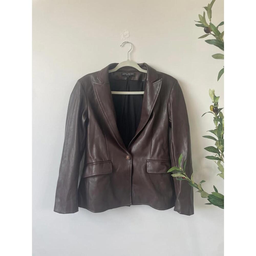 Brown faux-leather jacket size S